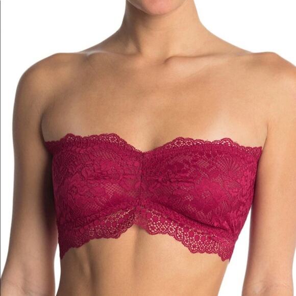 Free People Lacey Looks Bandeau Burgundy Cinch Front Lace S NWT - Picture 1 of 2